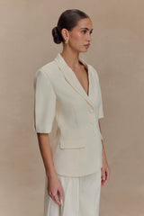 Opal Puff Sleeve Suiting Top - Ivory