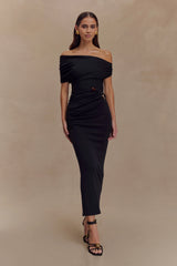 Kendra Scuba Jersey Midi Dress With Hardware - Black