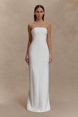 Kalila Strapless Crepe Maxi Dress - White