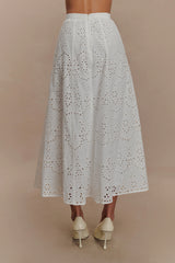 Arla Broderie Midi Skirt - White