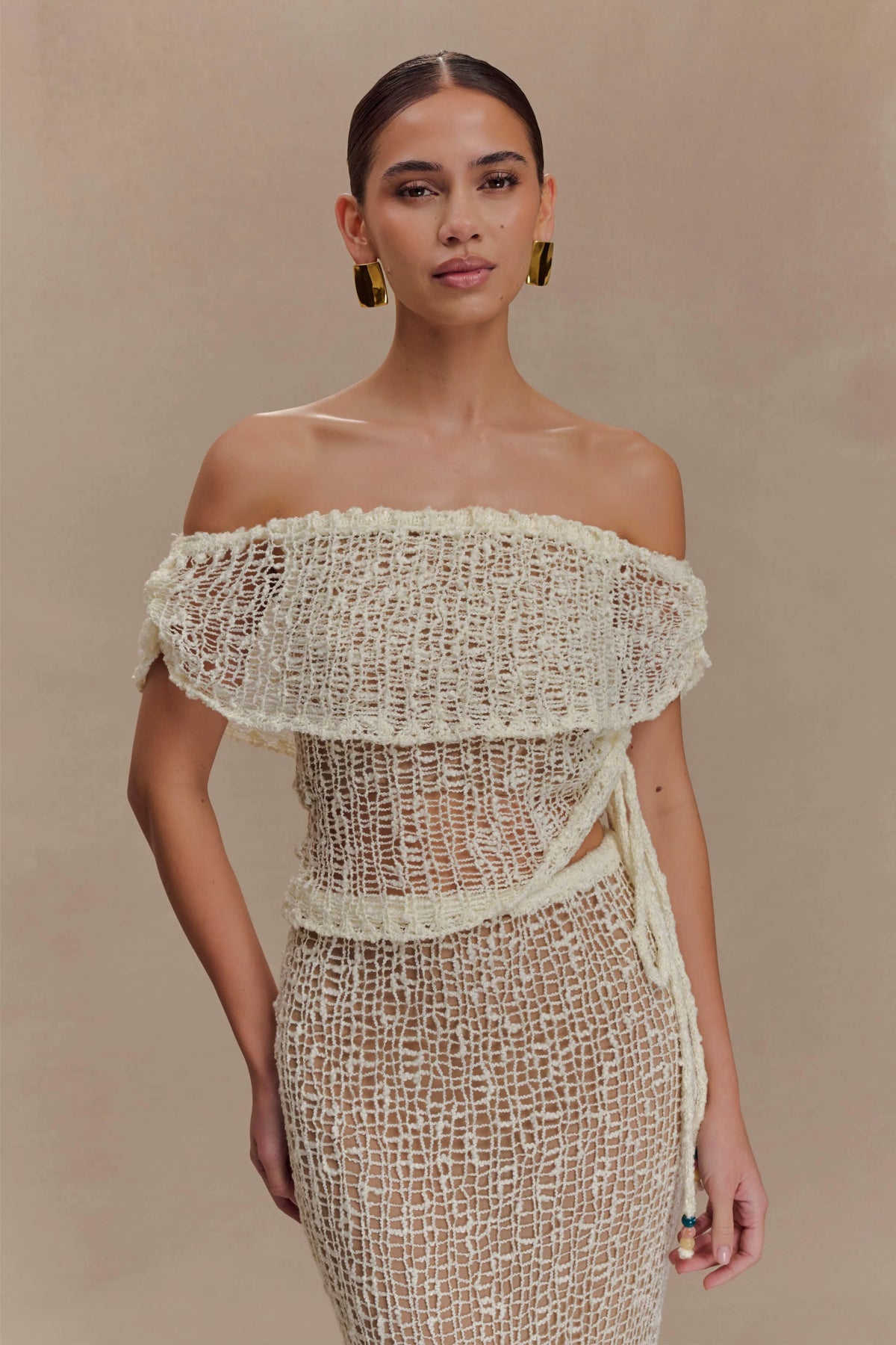 Cordelia Off Shoulder Knit Top - Ivory