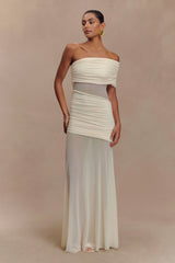Dallas One Shoulder Mesh Maxi Dress - Ivory