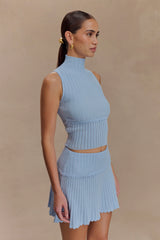 Indy Pointelle Knit Mini Skirt - Cornflower Blue
