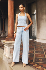 Caitlin Mid Rise Denim Jeans - Light Blue