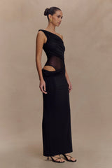 Callen One Shoulder Slinky Maxi Dress - Black