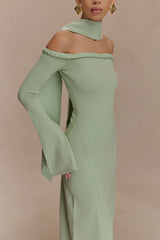 Heidi Strapless Knit Scarf Maxi Dress - Pastel Green