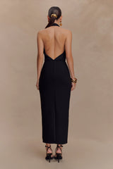 Mierah Halter Midi Dress - Black