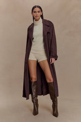 Marc Faux Suede Coat - Cocoa Chocolate