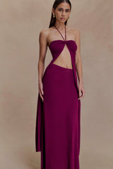 Martiena Knit Maxi Skirt - Plum