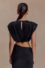 Zendaya Silk Crop Top - Black