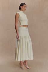 Romaine High Neck Bandage Knit Top - Ivory