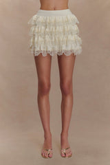 Margaret Lace Ruffle Mini Skort - Cream