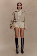 Frank Cropped Collared Jacket - Camel