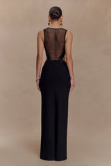 Angelique Beaded Crepe Maxi Dress - Black