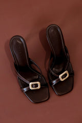 Jodie High Heel With Hardware - Chocolate