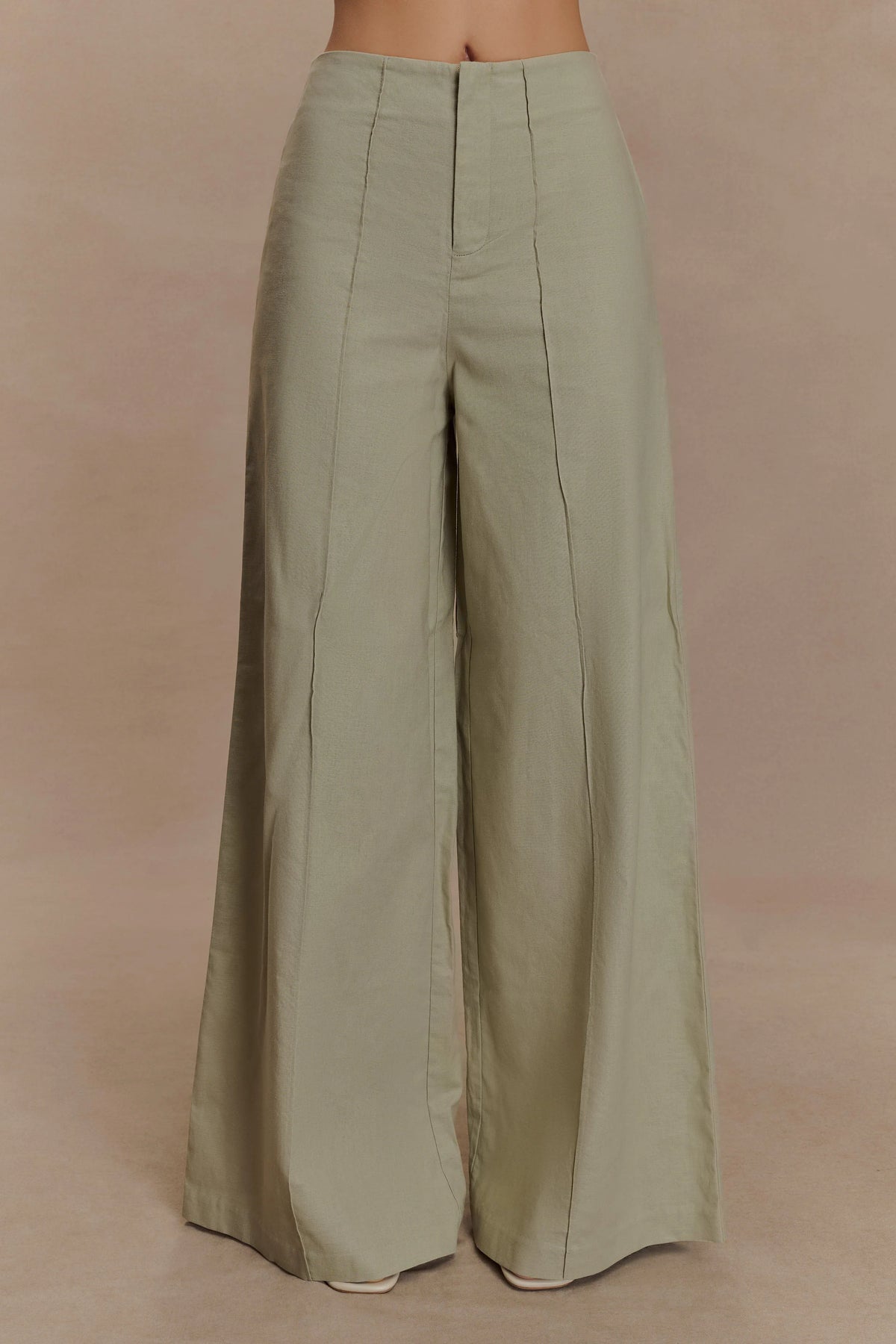 Brandi Linen Straight Leg Pant - Basil