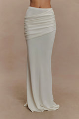 Irene Gathered Knit Maxi Skirt - Ivory