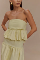 Amirah Strapless Bubble Crop Top - Lemon