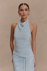 Calandra Slinky Halter Top With Hardware - Pale Blue