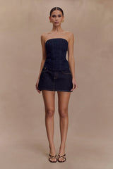 Julienne Denim Mini Skirt - Washed Indigo Blue
