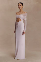 Rafaella Slinky And Mesh Maxi Dress - Pale Pink