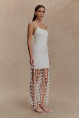 Tove Hand Knit Flower Mini Dress - White