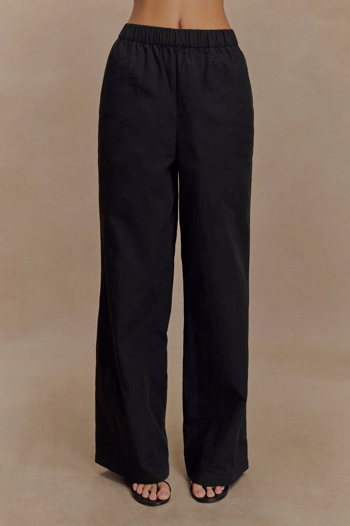 Campbell Cotton Wide Leg Pants - Black
