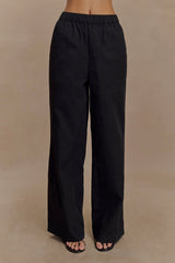 Campbell Cotton Wide Leg Pants - Black