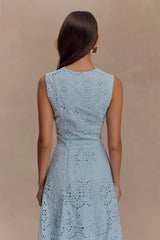Arla Sleeveless Broderie Top - Pale Cornflower Blue
