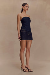 Julienne Denim Mini Skirt - Washed Indigo Blue