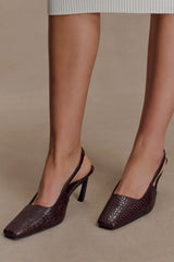 Maren Faux Leather Crocodile Heel - Chocolate