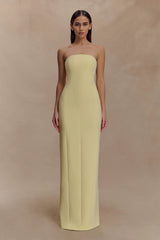 Kalila Strapless Crepe Maxi Dress - Lemon