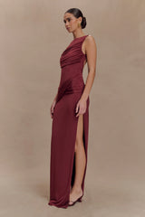 Henley Slinky Drape Maxi Dress - Wine