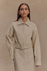 Fallon Cropped Denim Jacket - Stone Wash