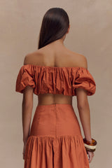 Autumn Off Shoulder Bubble Top - Burnt Orange