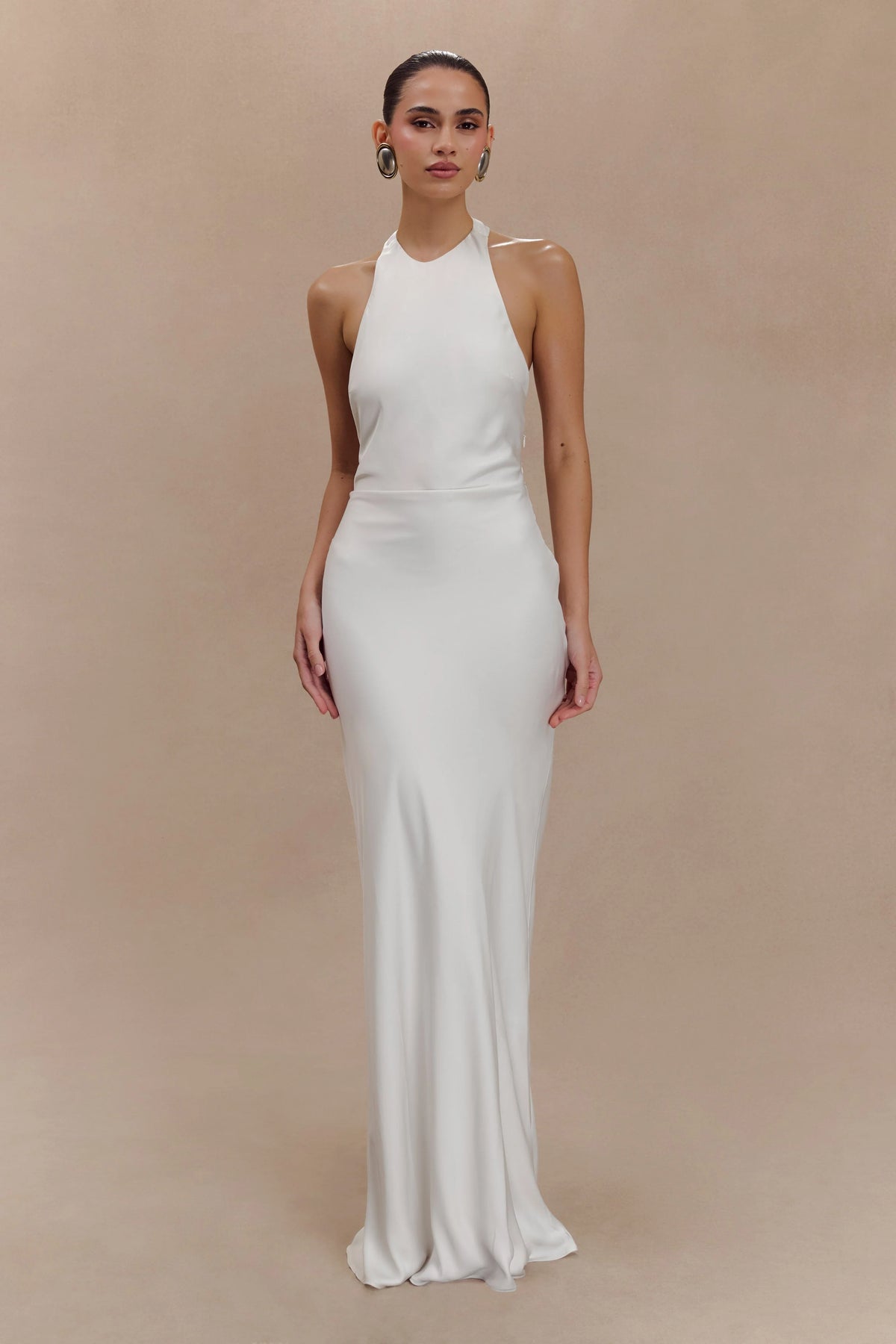 Rinna Satin Halter Maxi Dress - Ivory