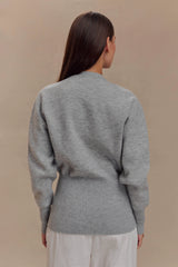 Alexia Buttoned Oversized Cardigan - Grey Marle