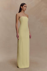 Kalila Strapless Crepe Maxi Dress - Lemon