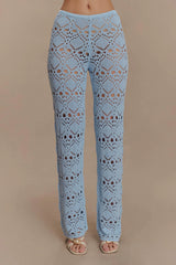 Trena Crochet Knit Pants - Sky Blue