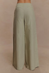 Brandi Linen Straight Leg Pant - Basil