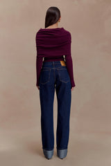 Kirralee Straight Leg Cuffed Jeans - Indigo Blue