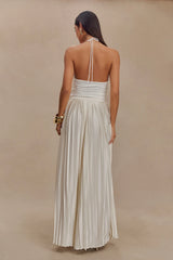 Tyla Draped Slinky Halter Top - White