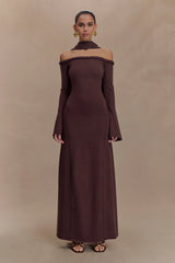 Heidi Strapless Knit Scarf Maxi Dress - Dark Chocolate
