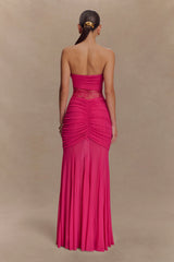 Khadijah Lace And Mesh Maxi Dress - Dragonfruit