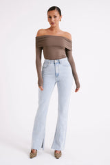 Lucinda Recycled Nylon Off Shoulder Top - Coco