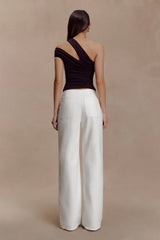 Anna One Shoulder Modal Top - Cacao Brown