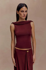 Bridget Slinky Cowl Back Top - Burgundy