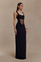 Marlon Crepe And Mesh Maxi Dress - Black
