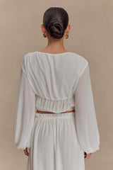 Carlie Chiffon Cross Tie Top - Ivory