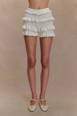 Amy Pointelle Knit Frill Bloomers - Ivory